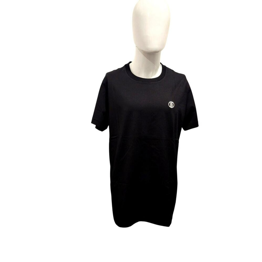 BURBERRY Parker Embroidered Black Logo Cotton T-Shirt Large